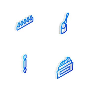 Set Isometric line Nail manicure, False nails, Cuticle pusher and Bottle of.. イラスト素材