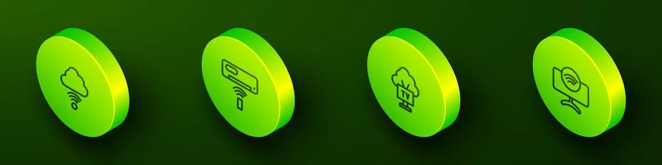 Set Isometric line Network cloud connection, Air conditioner, Smart Tv and イラスト素材