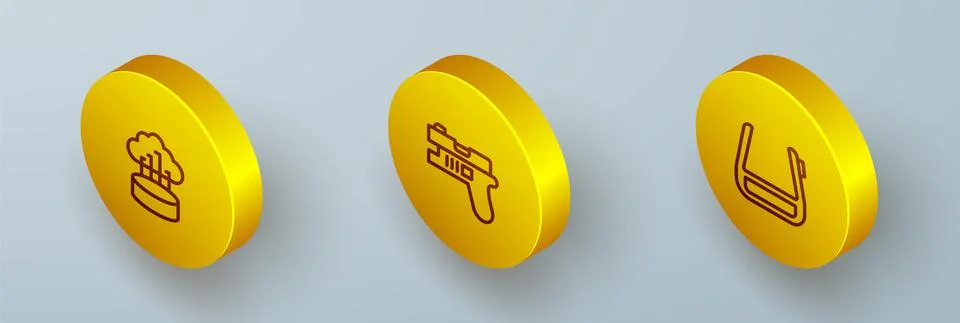 Set Isometric line Network cloud connection, Futuristic weapon and Smart glasses Stock Illustration