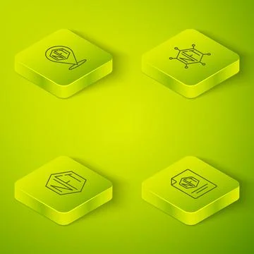 Set Isometric line NFT blockchain technology, Digital crypto art, contract and Illustrazione stock