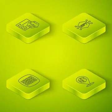 Set Isometric line NFT Digital crypto art, Binary code, and blockchain 스톡 일러스트