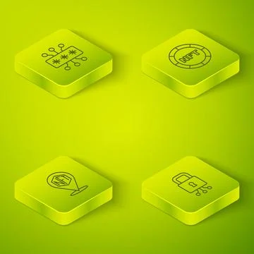 Set Isometric line NFT Digital crypto art, Cyber security and icon. Vector Stock Illustration