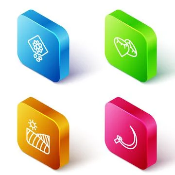 Set Isometric line Pack full of seeds of plant, Seed, Agriculture wheat field Illustrazione stock