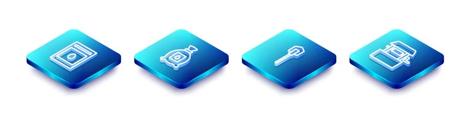 Set Isometric line Pack full of seeds of plant, , Shovel and Well icon. Vecto Stock Illustration