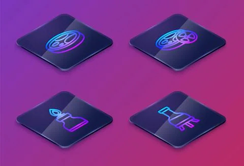 Set Isometric line Petri dish with bacteria, Alcohol or spirit burner, Test tube Illustrazione stock