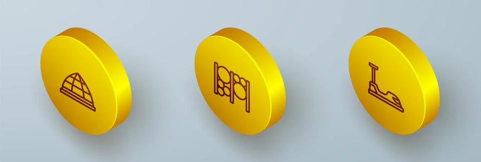 Set Isometric line Playground climbing equipment, and Bumper car icon. Vector Stock Illustration