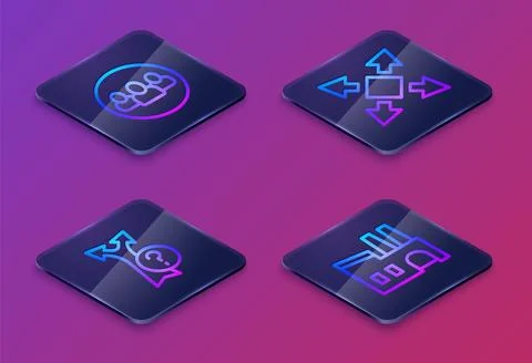 Set Isometric line Project team base, Arrow, Many ways directional arrow an.. Stock Illustration