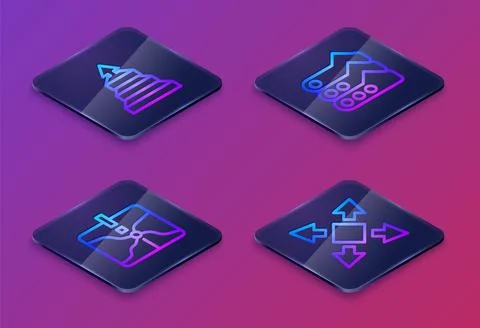 Set Isometric line Pyramid chart infographics, Intersection point, Graph, c.. Stock Illustration