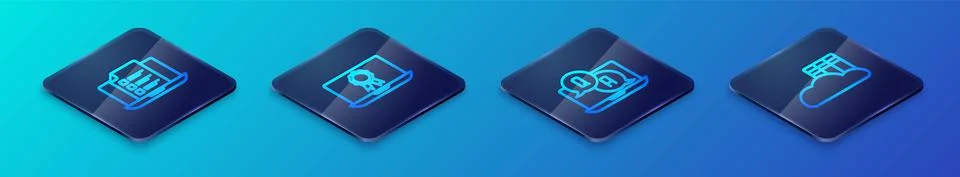Set Isometric line Question and Answer, Online quiz, test, survey, Cloud or Stock Illustration