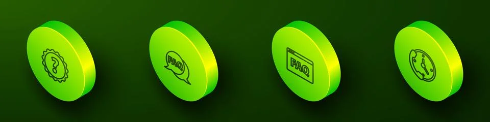Set Isometric line Question mark, Speech bubble with FAQ, Browser and Telep.. Stock Illustration