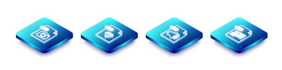 Set Isometric line RAW file document, RUBY, WMA and DOC icon. Vector Illustrazione stock