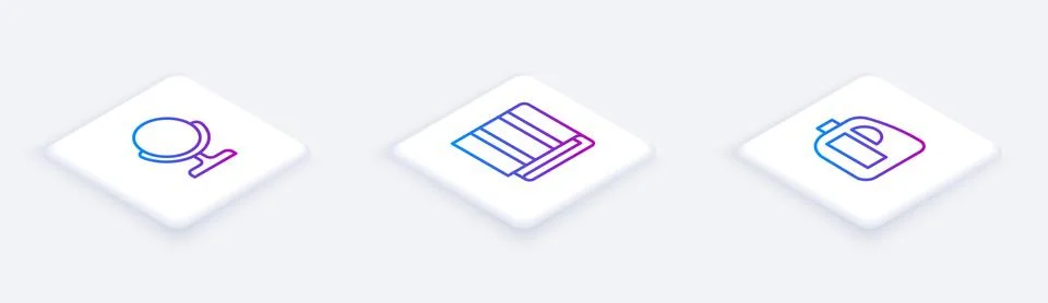 Set Isometric line Round makeup mirror, Towel stack and Bottles for cleaning Stockillustratie