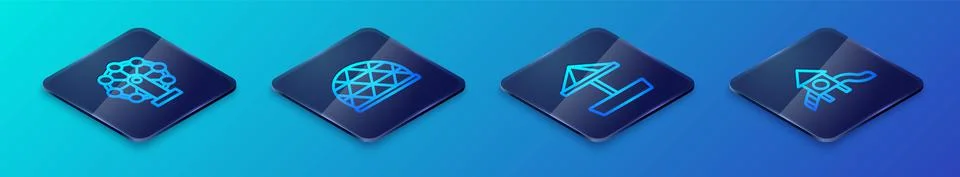 Set Isometric line Sandbox with sand, Ferris wheel, Slide playground and Stock Illustration