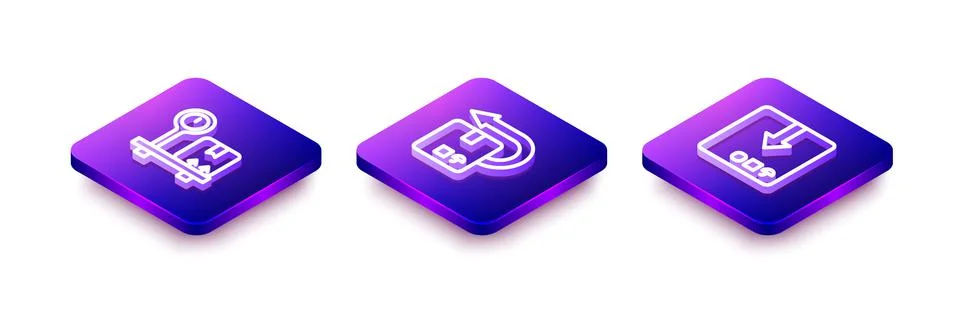 Set Isometric line Scale with cardboard box, Return and Carton icon. Vector Stock Illustration