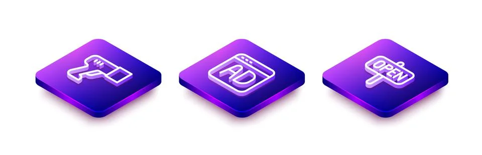 Set Isometric line Scanner scanning bar code, Advertising and Hanging sign with 스톡 일러스트