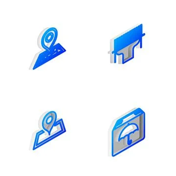 Set Isometric line Scanner scanning bar code, Placeholder on map, and Deliver Stock Illustration