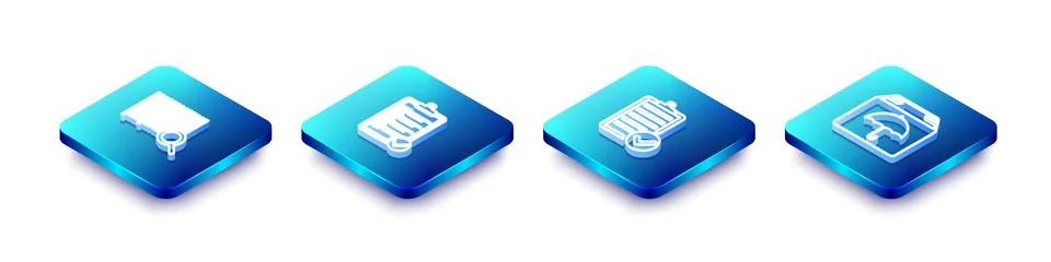 Set Isometric line Search barcode, Verification of delivery list, and Deliver 스톡 일러스트