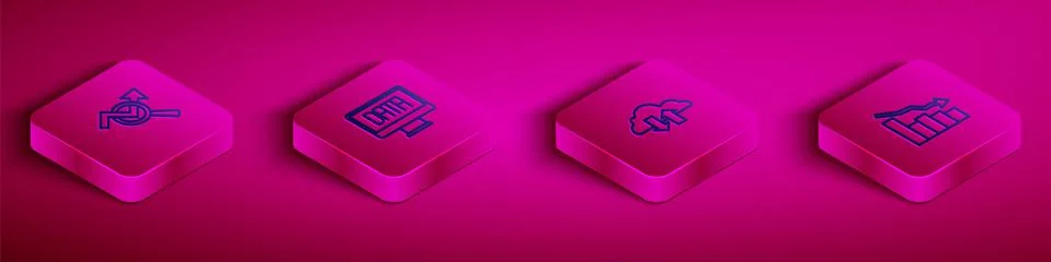 Set Isometric line Search data analysis, Data, Cloud download and upload and  イラスト素材