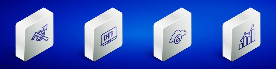 Set Isometric line Search data analysis, Data, Cloud computing lock and Pie イラスト素材