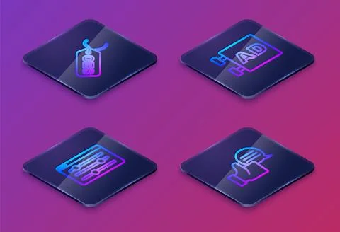 Set Isometric line SEO optimization, Browser setting, Advertising and Customer Stock Illustration