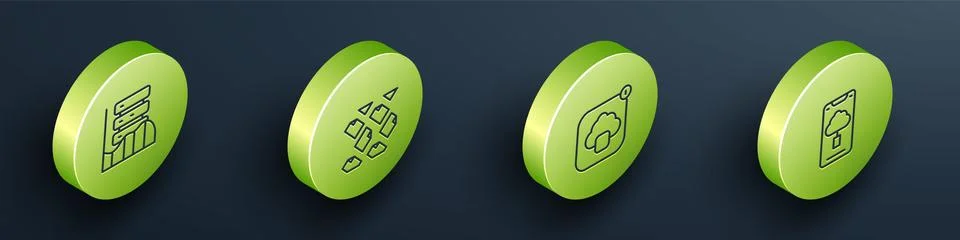 Set Isometric line Server, Data, Web Hosting, stream, Cloud technology data イラスト素材