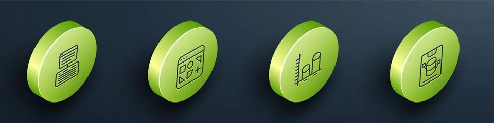 Set Isometric line Server, Data, Web Hosting, Different files, analysis and icon Stock Illustration