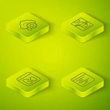 Set Isometric line Server, Data, Web Hosting, Broken file, Software and Clo.. Stock Illustration