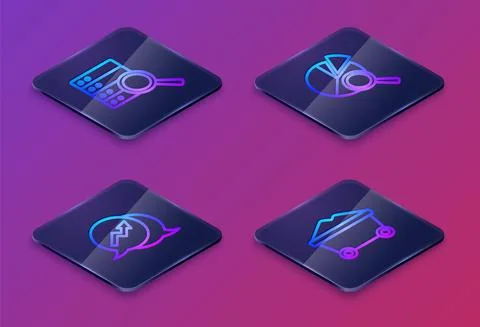 Set Isometric line Server, Financial growth, Search data analysis and Coal mine Stock Illustration