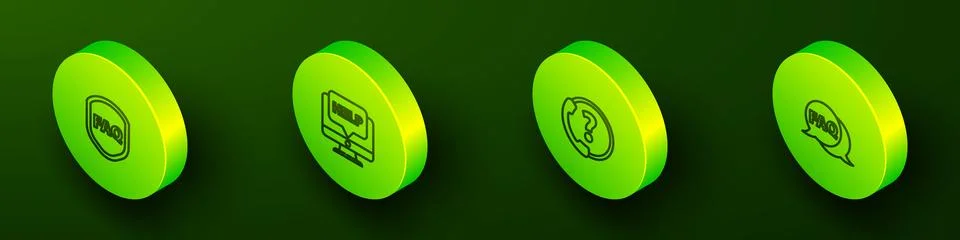 Set Isometric line Shield with text FAQ, Computer monitor and help, Telepho.. 스톡 일러스트