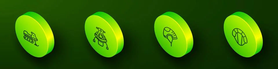 Set Isometric line Snowmobile, , Helmet and Parachute icon. Vector 스톡 일러스트