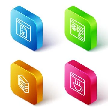 Set Isometric line Software, Browser setting, Computer and  icon. Vector Illustrazione stock