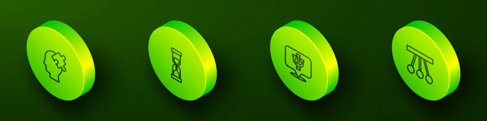 Set Isometric line Solution to the problem, Old hourglass, Psychology, Psi and Stock Illustration