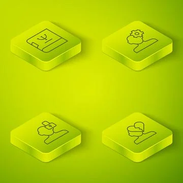 Set Isometric line Solution problem in psychology, Closed personality, Broken イラスト素材