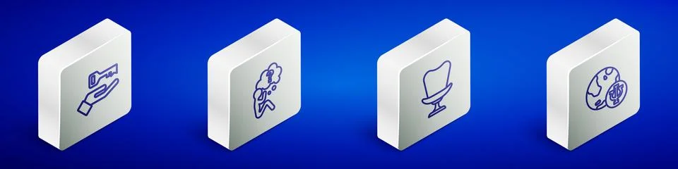 Set Isometric line Solution to the problem, Head with question mark, Armchair Stock Illustration