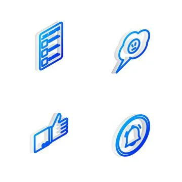 Set Isometric line Speech bubble with angry smile, Create account screen on m Illustrazione stock