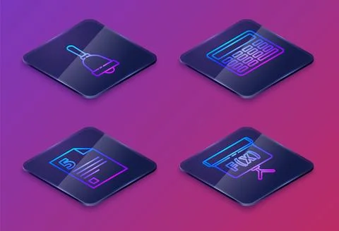 Set Isometric line Test or exam sheet, Infinity, Chalkboard and Geometric f.. Stock Illustration