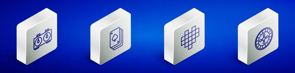 Set Isometric line Time chess clock, Playing cards, Pixel hearts for game and Illustrazione stock