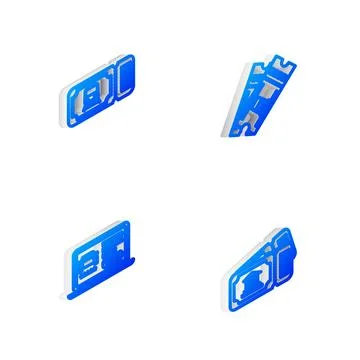 Set Isometric line Train ticket, , Online car sharing and Museum icon. Vector Illustrazione stock
