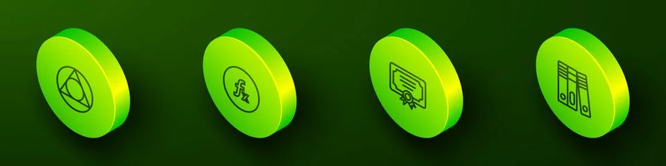 Set Isometric line Triangle math, Function mathematical symbol, Certificate Stock Illustration