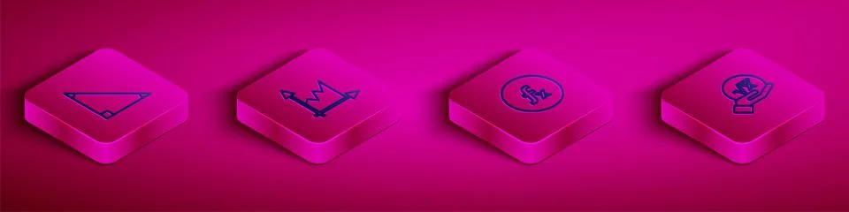 Set Isometric line Triangle math, Graph, schedule, chart, diagram, Function Stock Illustration