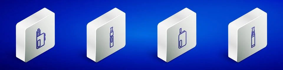 Set Isometric line Vape mod device, Electronic cigarette,  and  icon. Vector Stock Illustration