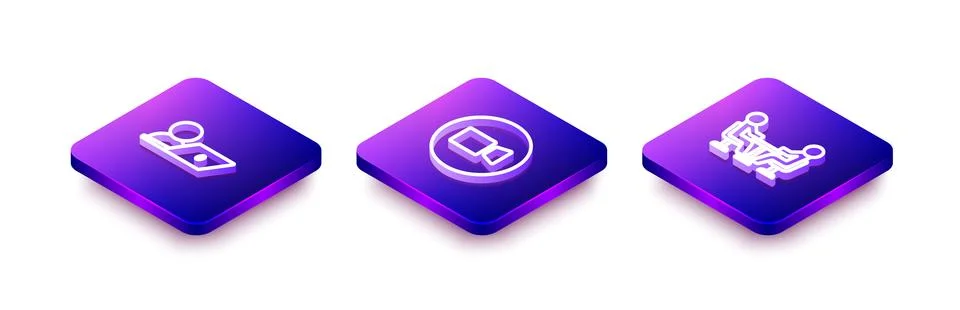 Set Isometric line Video chat conference, and Meeting icon. Vector Stock Illustration