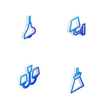 Set Isometric line Wall lamp or sconce, Lamp hanging, Chandelier and  icon... Stock Illustration