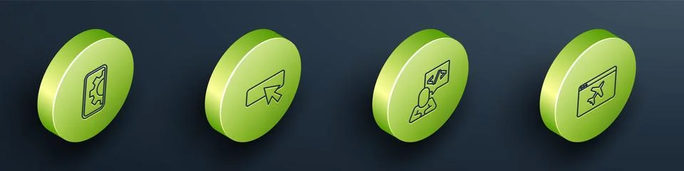 Set Isometric line Web development, UI or UX design, Front end and Website Stock Illustration