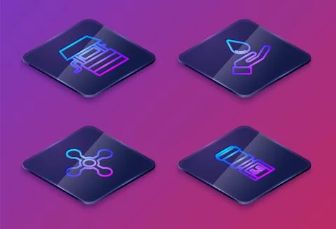 Set Isometric line Well with bucket, Water tap, Washing hands soap and cooler Stock-Illustration