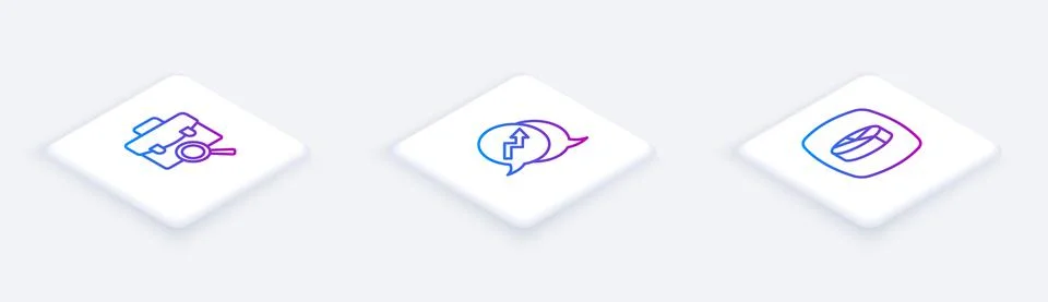 Set Isometric line Work search, Financial growth and Pie chart infographic 스톡 일러스트