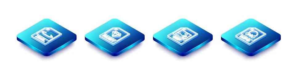 Set Isometric line XML file document, RUBY, GIF and MP3 icon. Vector Stock Illustration