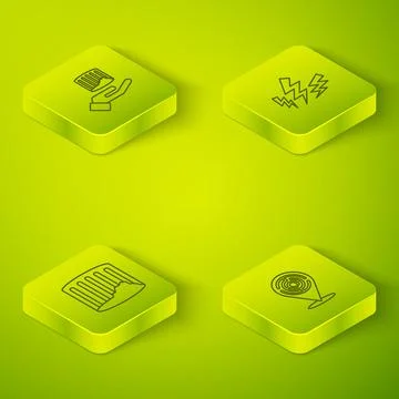 Set Isometric line Zeus, Ancient column, Minotaur labyrinth and icon. Vector Ilustración de archivo