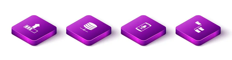 Set Isometric Loading, Server, Data, Web Hosting, Mobile recording and Folder Stock Illustration