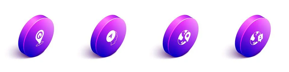 Set Isometric Location with house, Map marker human, the globe and icon. Vector イラスト素材